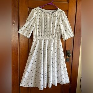 Vintage 1980s Sally Lou Sheer White and Black Polka Dot Sundress Dress